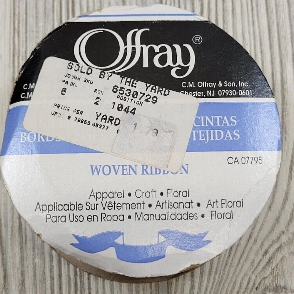Offray Wired Ribbon 10 Yards Blue Picnic Stripe 1.5 Inch‎ Woven Crafting Trim